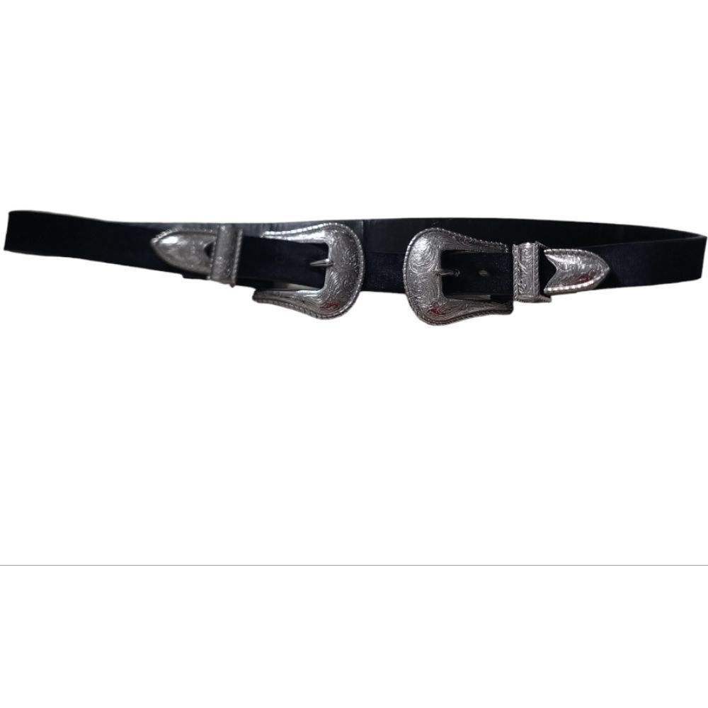 Gorgeous Double Buckle Velvet Leather S/M 89cm Filigree‎ Western Belt